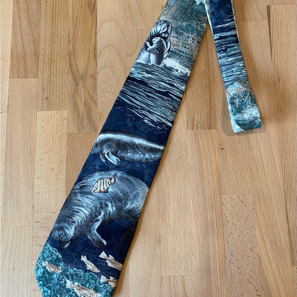 Vintage 1990’s Silk Manatee Print Necktie